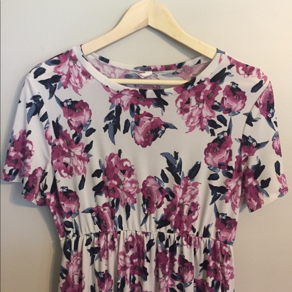 Pinkblush—Floral Short Sleeve Maxi Dress—XL